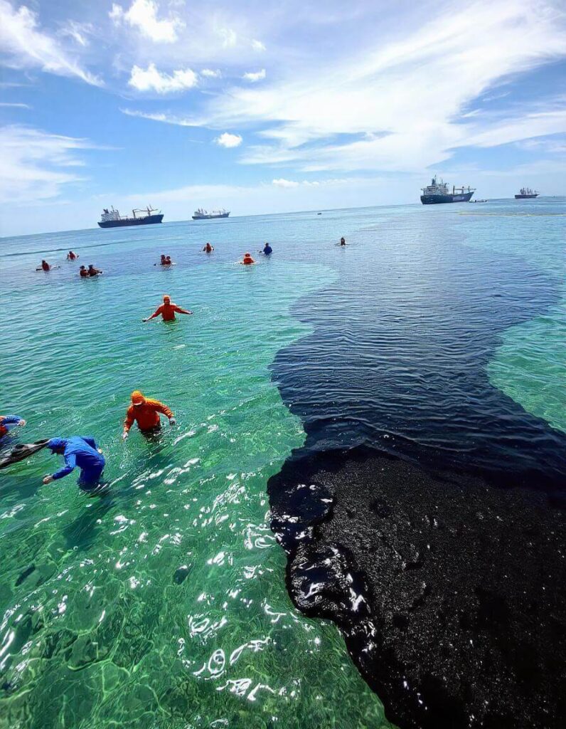 Dispose of oil spills into the sea